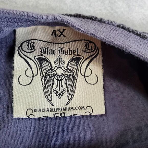 Black Label Premium Mens Shirt Mesn 4X Gray Studded Embroidered Short Sleeve - Picture 3 of 12